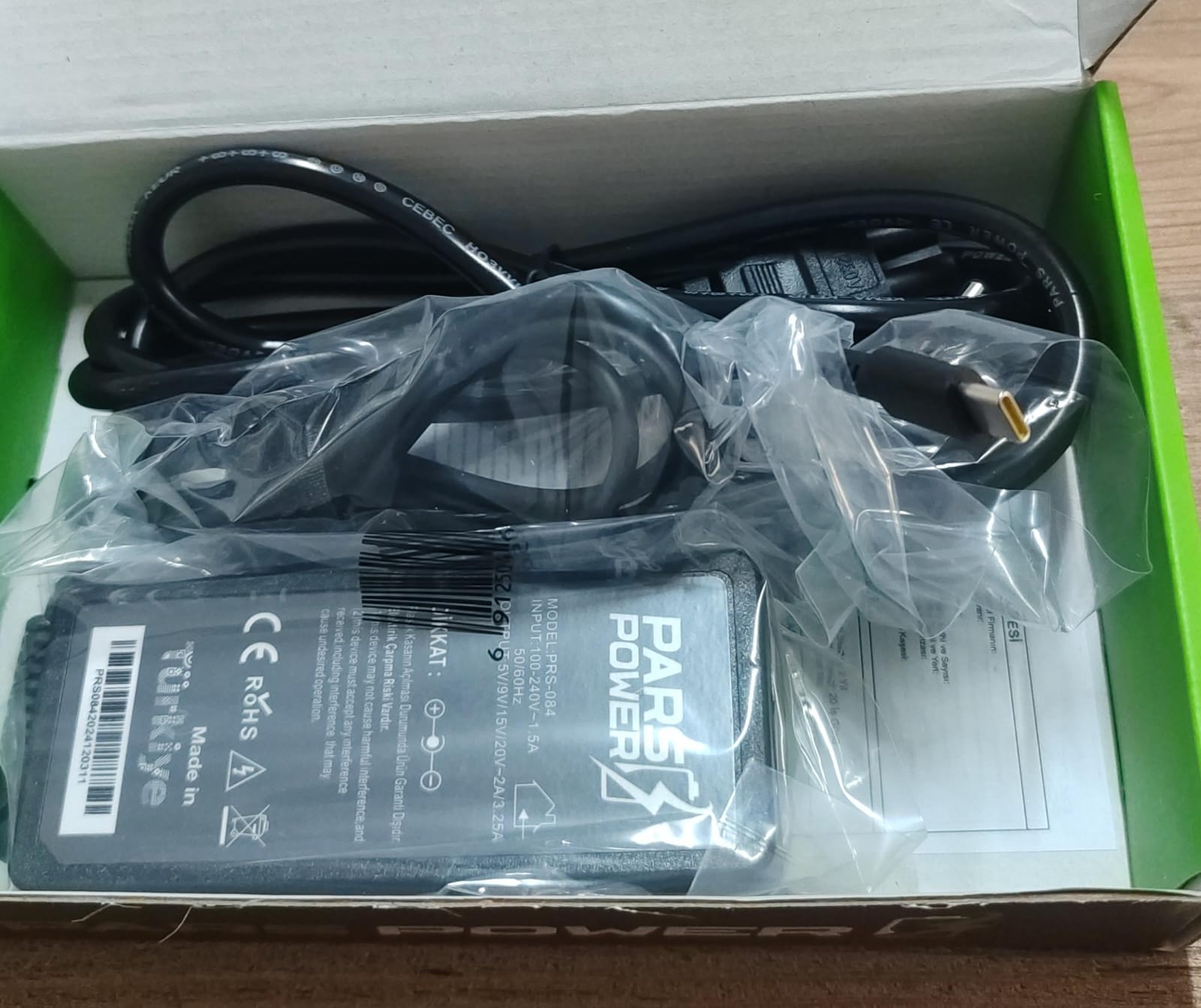 ADAPTÖR NTB PARSPOWER PRS-084 65W TYPC-E UÇ 20V 3.25A(MUADİL)