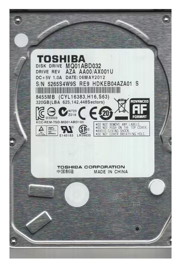 HDD 2.5 320GB TOSHIBA MQ01ABD032V
