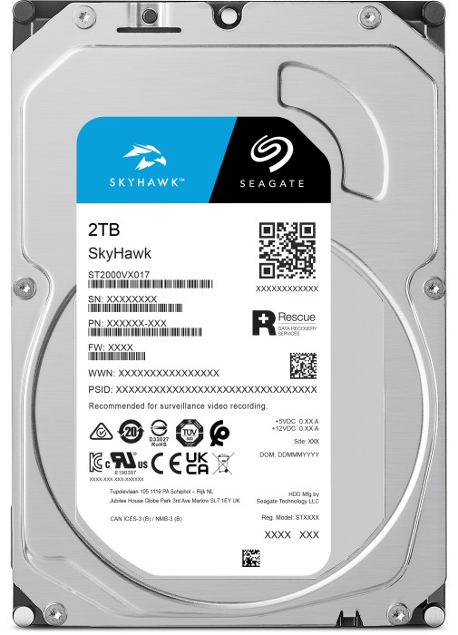 HDD 3.5 2TB SEAGATE SKYHAWK 256MB SATA3 6GBIT/SN ST2000VX017 7/24 GUVENLIK DİSKİ