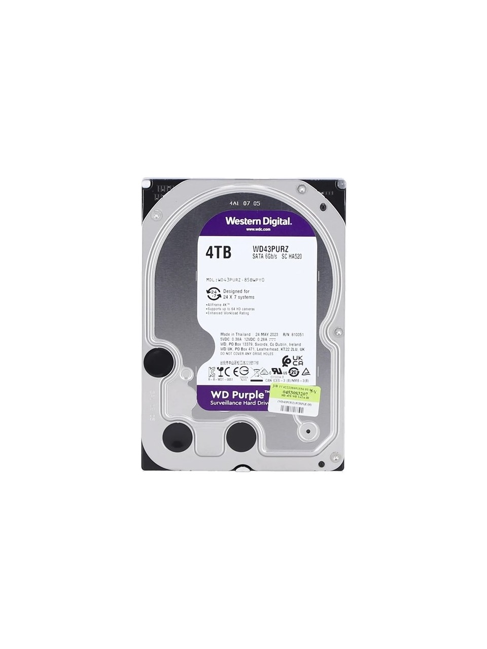 HDD 3.5 4TB WD PURPLE SATA 6GB/S 256MB DV 7X24 WD43PURZ 7/24 GUVENLIK DİSKİ