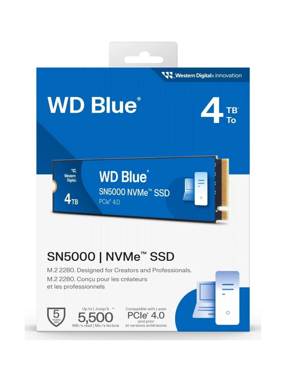 HDD SSD 4TB M2 NWME WD BLUE M.2 NVME SN5000 5500/5000MB/S WDS400T4B0E GEN4 SSD