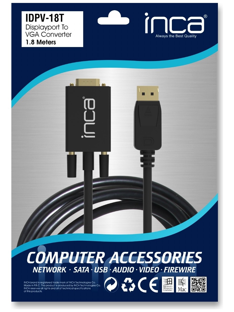 KABLO DISPLAY TO VGA INCA IDPV-18T 1.8 METRE KABLO