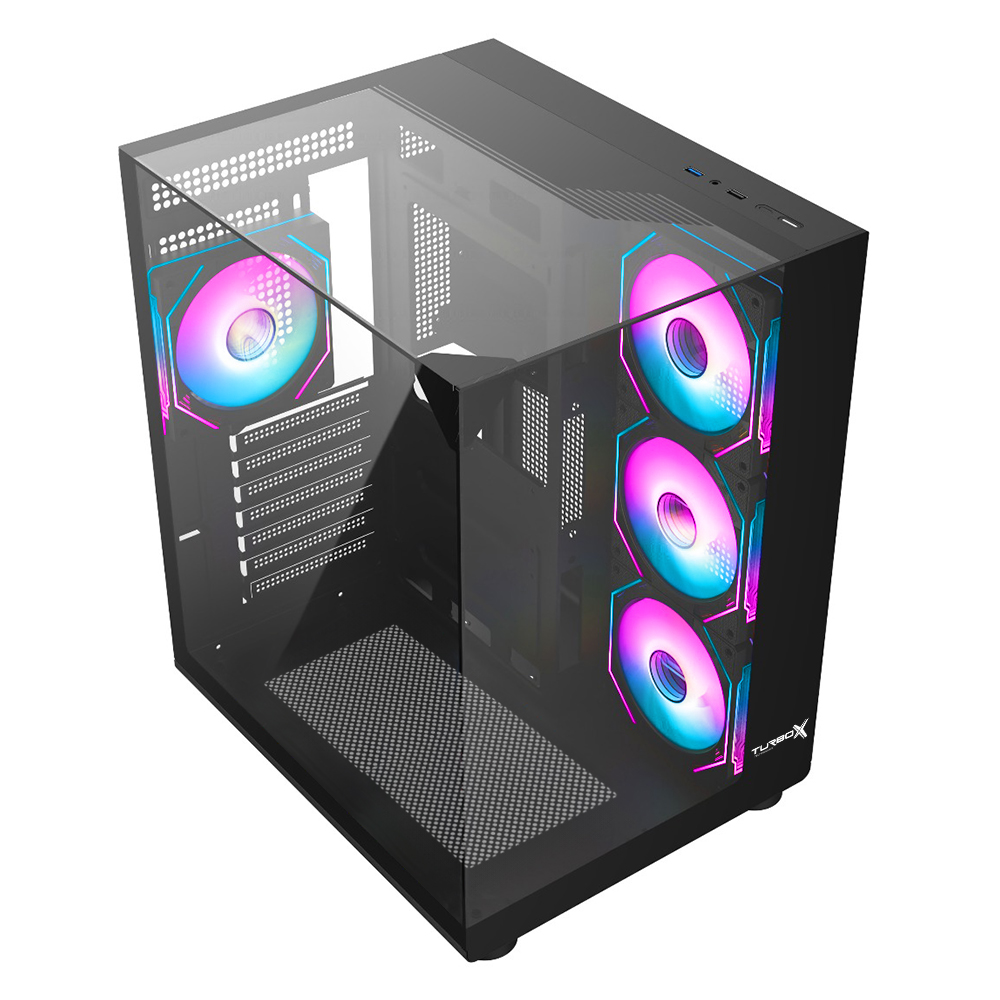 KASA 500W TURBOX TERAS AKVARYUM 4X ARGB USB 3.0 SİYAH CAM TASARIM GAMİNG BİLGİSAYAR KASASI