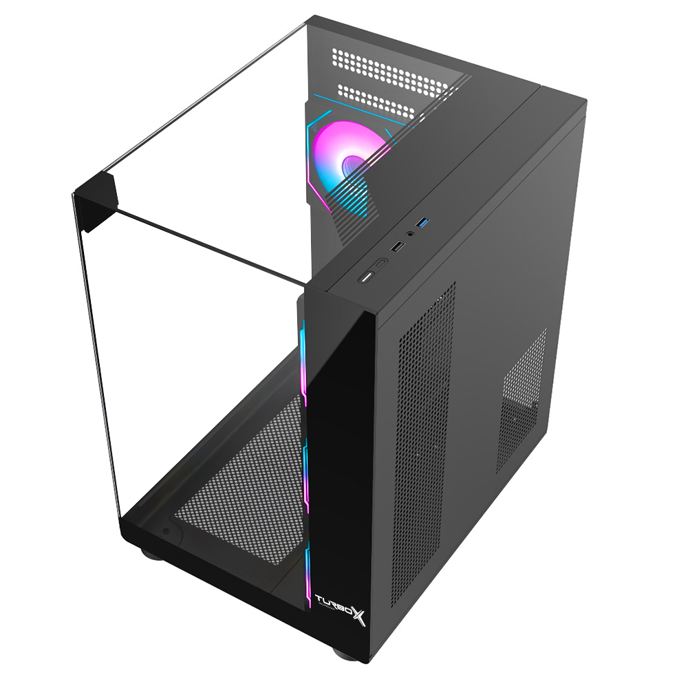 KASA 500W TURBOX TERAS AKVARYUM 4X ARGB USB 3.0 SİYAH CAM TASARIM GAMİNG BİLGİSAYAR KASASI