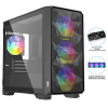 KASA 600W 80+ DRAGOS DIAMOND 4XARGB INNER FAN USB 3.0 SİYAH GAMİNG BİLGİSAYAR KASASI