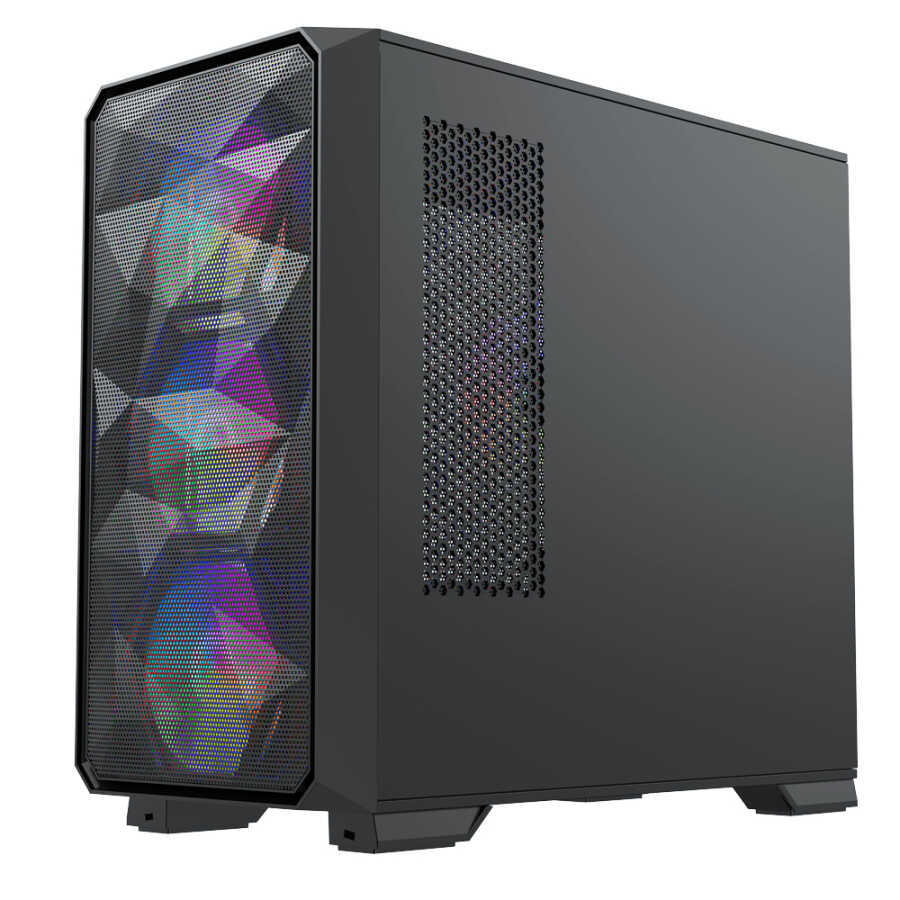KASA 600W 80+ DRAGOS DIAMOND 4XARGB INNER FAN USB 3.0 SİYAH GAMİNG BİLGİSAYAR KASASI