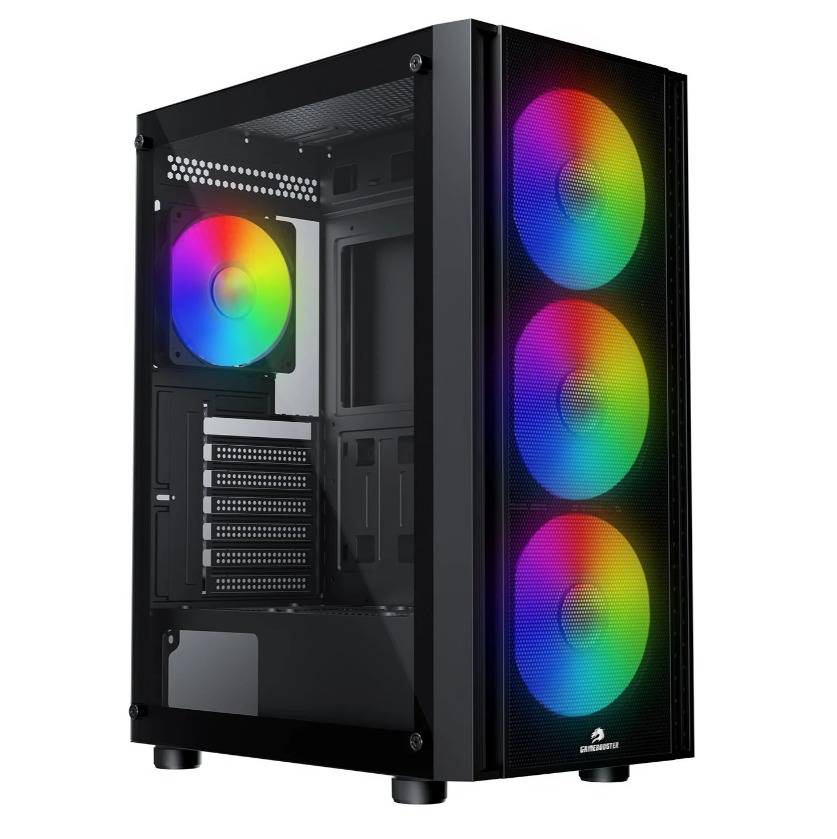 KASA 600W GAMEBOOSTER CASTLE A651B APFC USB 3.0 MESH 4*RAİNBOW FANLI MİD-T ATX GAMİNG SİYAH KASA