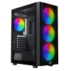 KASA 600W GAMEBOOSTER CASTLE A651B APFC USB 3.0 MESH 4*RAİNBOW FANLI MİD-T ATX GAMİNG SİYAH KASA
