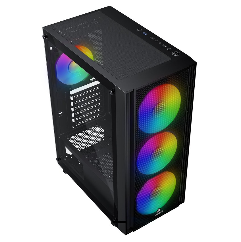 KASA 600W GAMEBOOSTER CASTLE A651B APFC USB 3.0 MESH 4*RAİNBOW FANLI MİD-T ATX GAMİNG SİYAH KASA