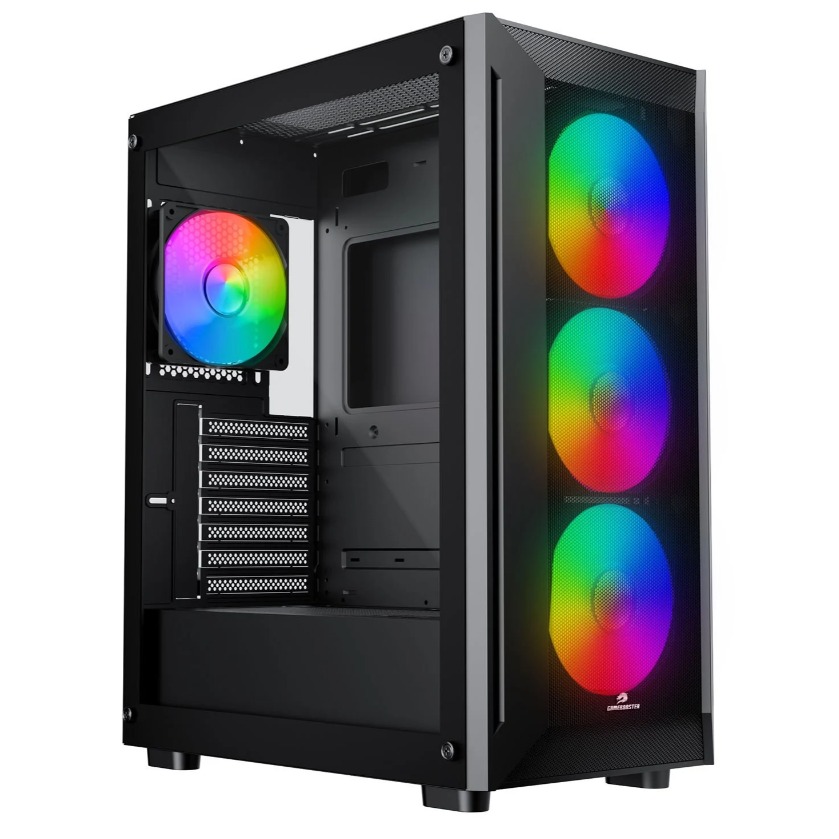 KASA 650W 80+ GAMEBOOSTER RAIDER E651B WHITE USB 3.0 MESH 4*RAİNBOW FANLI MİD-T E-ATX GAMİNG SİYAH KASA