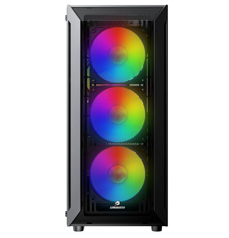 KASA 650W 80+ GAMEBOOSTER RAIDER E651B WHITE USB 3.0 MESH 4*RAİNBOW FANLI MİD-T E-ATX GAMİNG SİYAH KASA