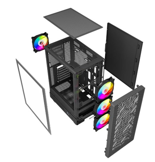 KASA 750W 80+ BRONZE POWERBOOST A700B ATX USB 3.0 RAİNBOW FANLI MESH GAMİNG SİYAH KASA