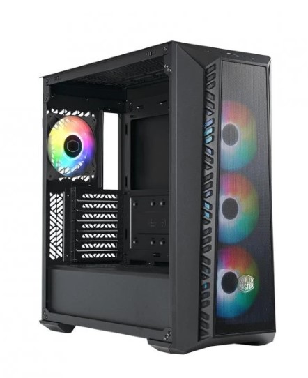 KASA CM MASTERBOX 520 SİYAH TEMPERED GLASS ARGB 4X120MM FANLI, MESH ÖN PANEL PENCERELİ MİDTOWER KASA ( PSU YOK )
