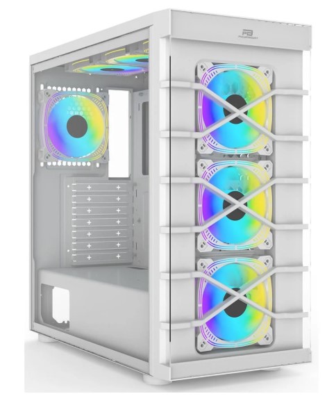 KASA POWERBOOST PB-GR222BW USB3.0 FULL BEYAZ TEMPERED GLASS 7XARGB FANLI KASA (PSU YOK)