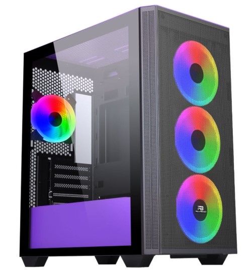 KASA POWERBOOST PB-P2252BP USB 3.0, ATX MESH, RİNG ARGB FAN, MOR KASA (PSU YOK)