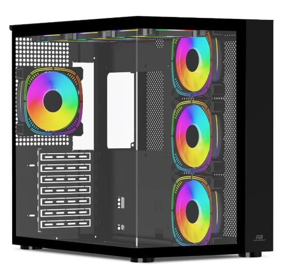 KASA POWERBOOST PB-SS02B SEA VİEW USB 3.0, ATX 7 X ARGB FANLI, SİYAH KASA (PSU YOK)