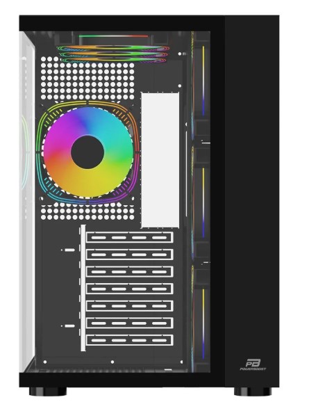 KASA POWERBOOST PB-SS02B SEA VİEW USB 3.0, ATX 7 X ARGB FANLI, SİYAH KASA (PSU YOK)