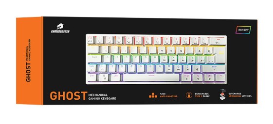 KLAVYE GAMEBOOSTER G11 GHOST RAİNBOW AYDINLATMALI BEYAZ MEKANİK GAMİNG KLAVYE