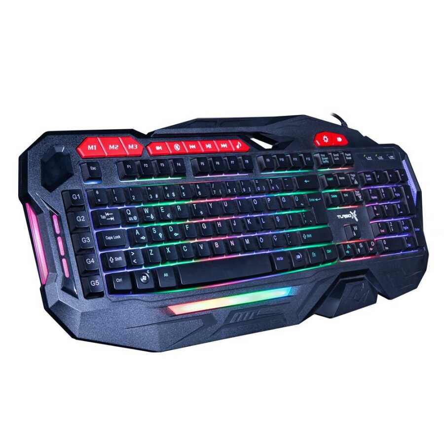 KLAVYE KABLOLU GAMING TURBOX BLADE DANCER TR-GK103 USB RAINBOW AYDINLATMA