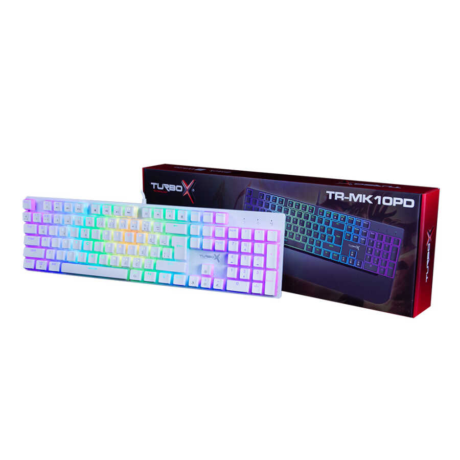 KLAVYE KABLOLU GAMING TURBOX TR-MK10PD RGB BEYAZ MEKANİK RAİNBOW KLAVYE