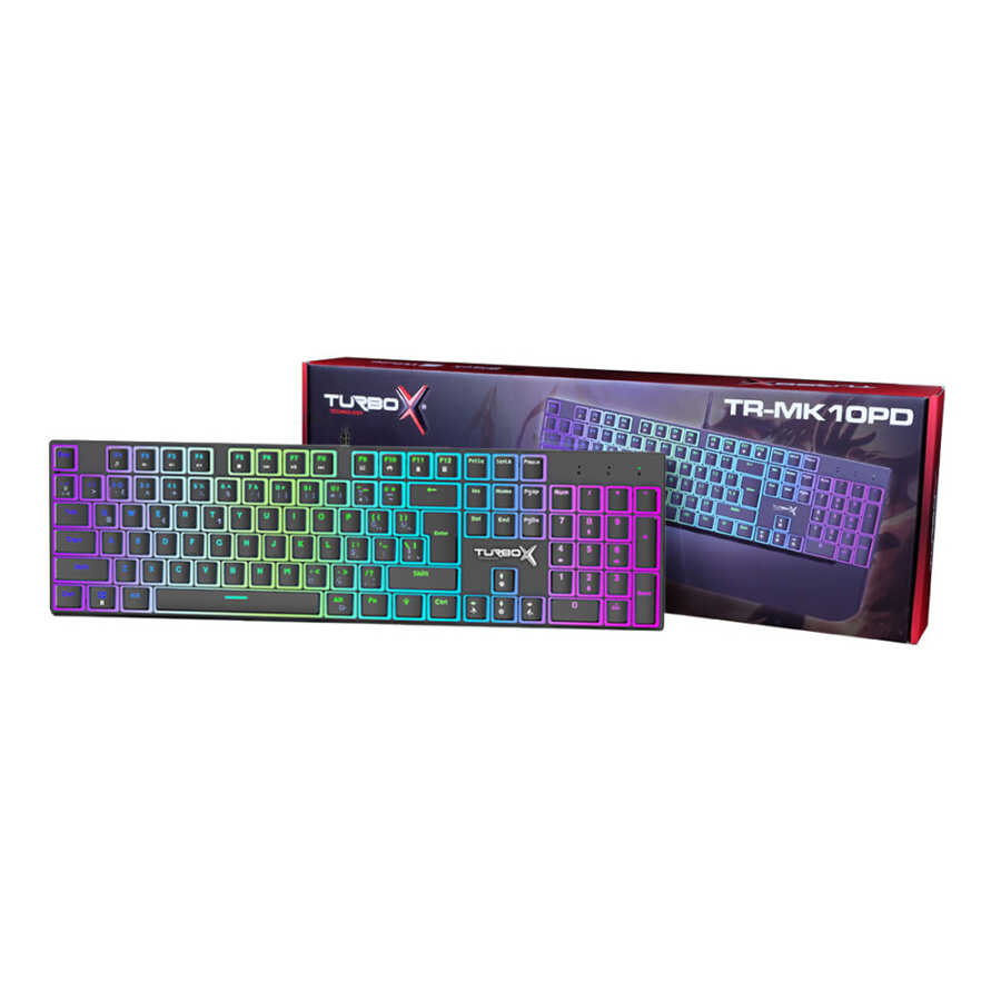 KLAVYE KABLOLU GAMING TURBOX TR-MK10PD RGB SİYAH MEKANİK RAİNBOW KLAVYE