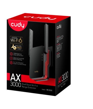 MENZİL GENİŞLETİCİ CUDY RE3000 AX3000 2.4GHZ/5GHZ 3000MBPS AP/RE GİGABİT MU-MIMO KABLOSUZ Wİ-Fİ 6