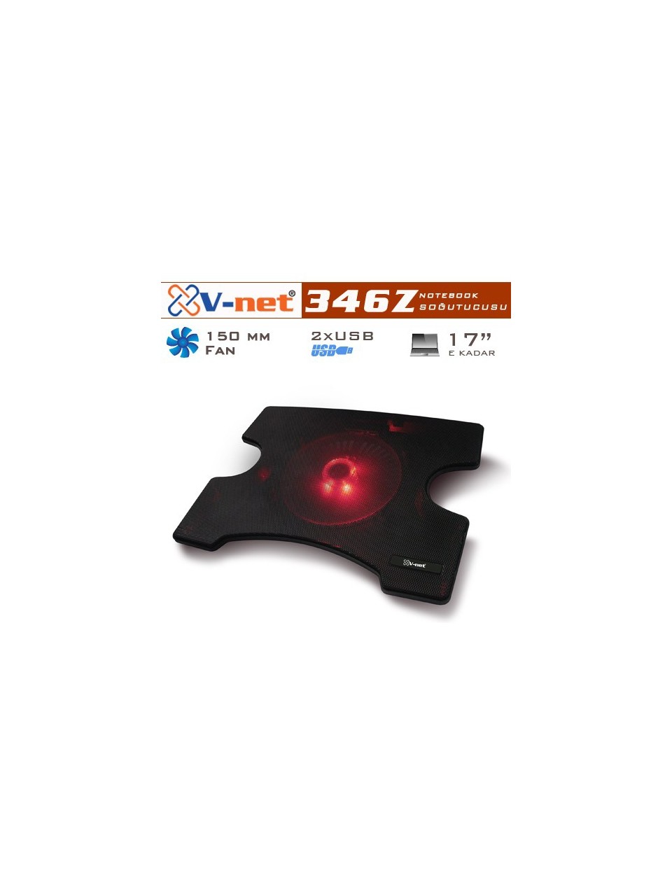 NOTEBOOK SOĞUTUCU V-NET 346Z NOTEBOOK COOLER 15CM FAN, 1XUSB PORT