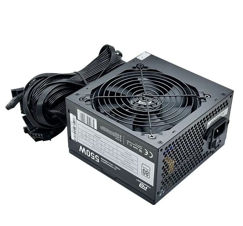 POWER SUPPLY 550W 80+ POWERBOOST PB550WB WHİTE  APFC 4*PCI-E 6+2 PİN 12CM SİYAH FANLI ATX PSU (BULK)