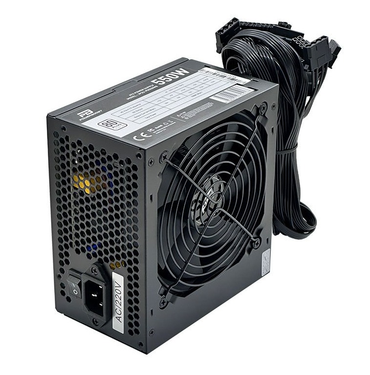 POWER SUPPLY 550W 80+ POWERBOOST PB550WB WHİTE  APFC 4*PCI-E 6+2 PİN 12CM SİYAH FANLI ATX PSU (BULK)