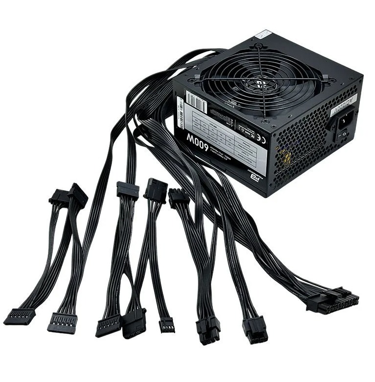 POWER SUPPLY 600W POWERBOOST PB600AB APFC 2*PCI-E 6+2 PİN 12CM SİYAH FANLI ATX PSU (BULK)