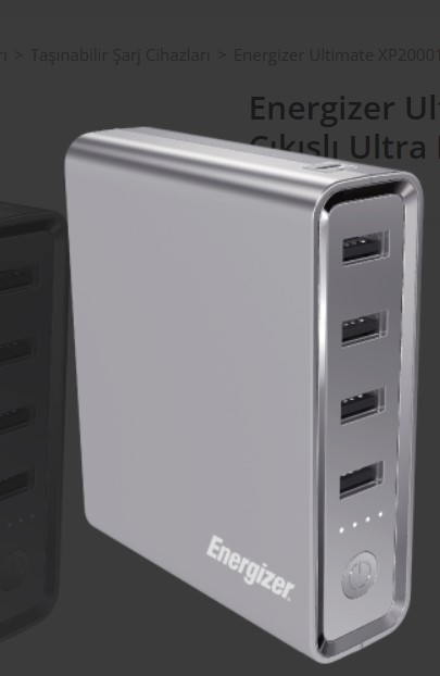 POWERBANK ENERGİZER ULTİMATE XP20001PD 20000MAH 5 ÇIKIŞLI ULTRA HIZLI TAŞINABİLİR ŞARJ CİHAZI GRİ