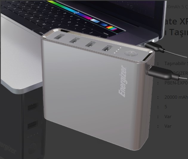 POWERBANK ENERGİZER ULTİMATE XP20001PD 20000MAH 5 ÇIKIŞLI ULTRA HIZLI TAŞINABİLİR ŞARJ CİHAZI GRİ