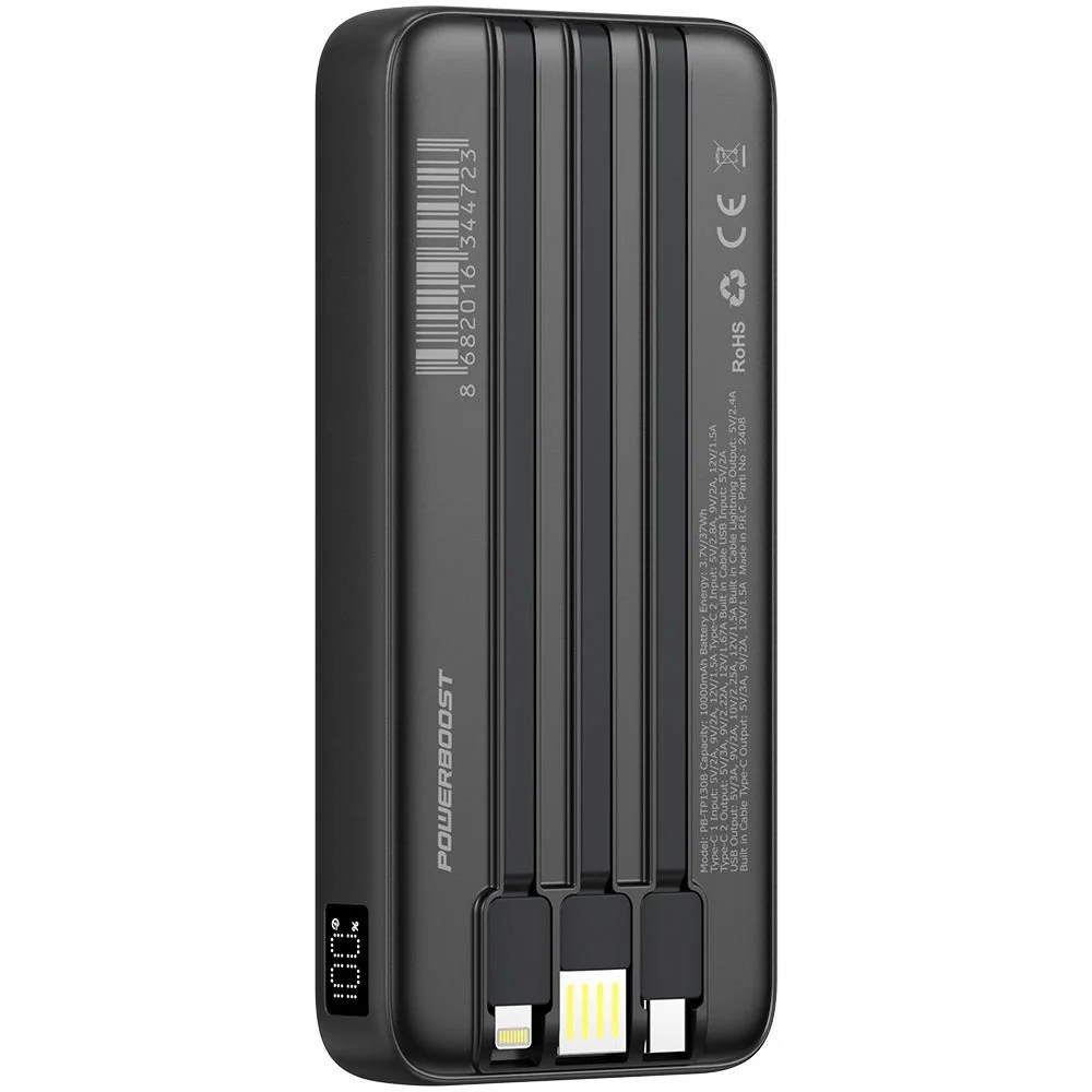 POWERBANK POWERBOOST PRIME 130B 10.000MAH 22.5W DAHİLİ KABLOLU LCD SİYAH TAŞINABİLİR ŞARZ CİHAZI POWERBANK POWERBOOST PRIME 130B 10.000MAH 22.5W DAHİLİ KABLOLU LCD SİYAH TAŞINABİLİR ŞARZ CİHAZI